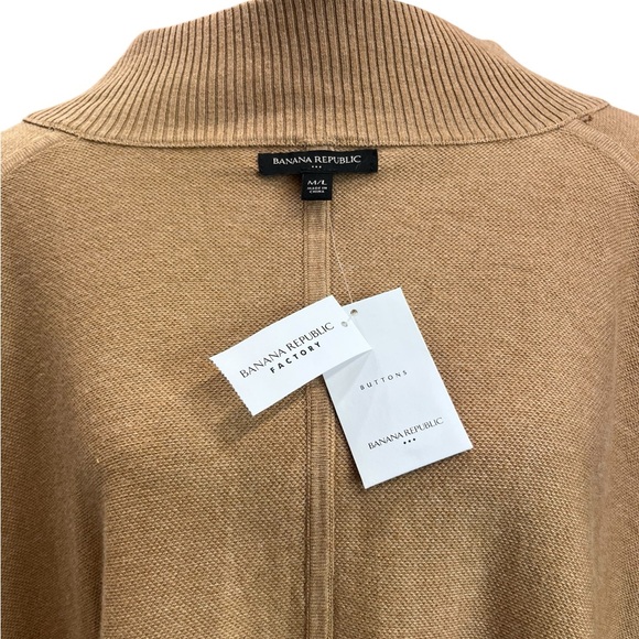 Banana Republic Factory Camel Knit Button Poncho Cape M/L Oversized - Picture 10 of 13
